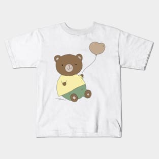 Cute Teddy bear holding a heart balloon Kids T-Shirt